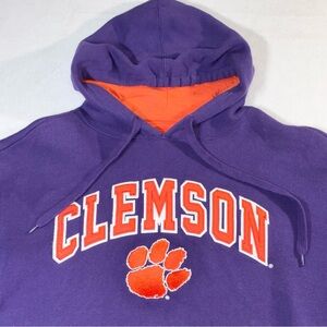 Clemson Tigers Hoodie Pullover Large Stitched Logo Purple E5 Sweatshirt